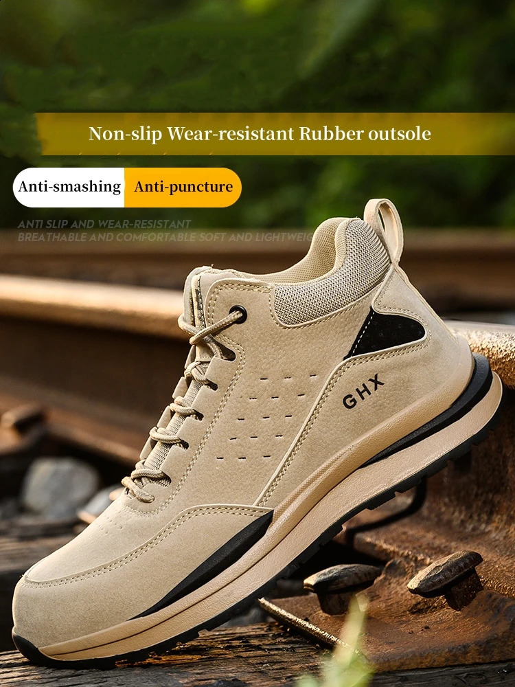Men Work Safety Boots Autumn Winter Warm Indestructible Steel Toe Work Shoes Anti-Smashing Work Sneakers Protective Safety Shoes 241226