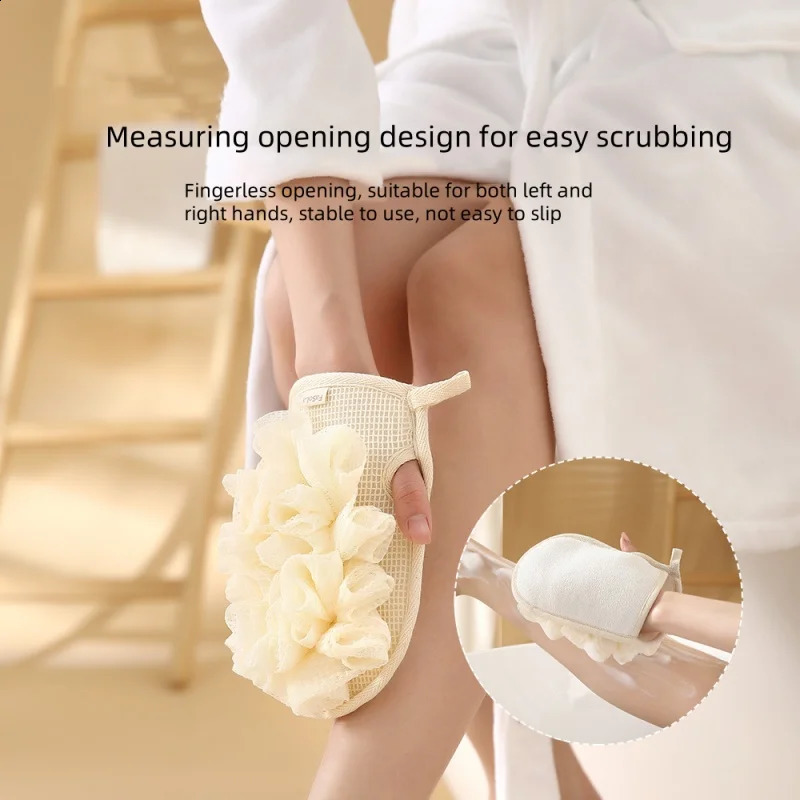 2-in-1 Exfoliating Glove Bath Flower For Bathroom Bath Glove Back Rubbing Bath Ball Bathroom Supplies 241226