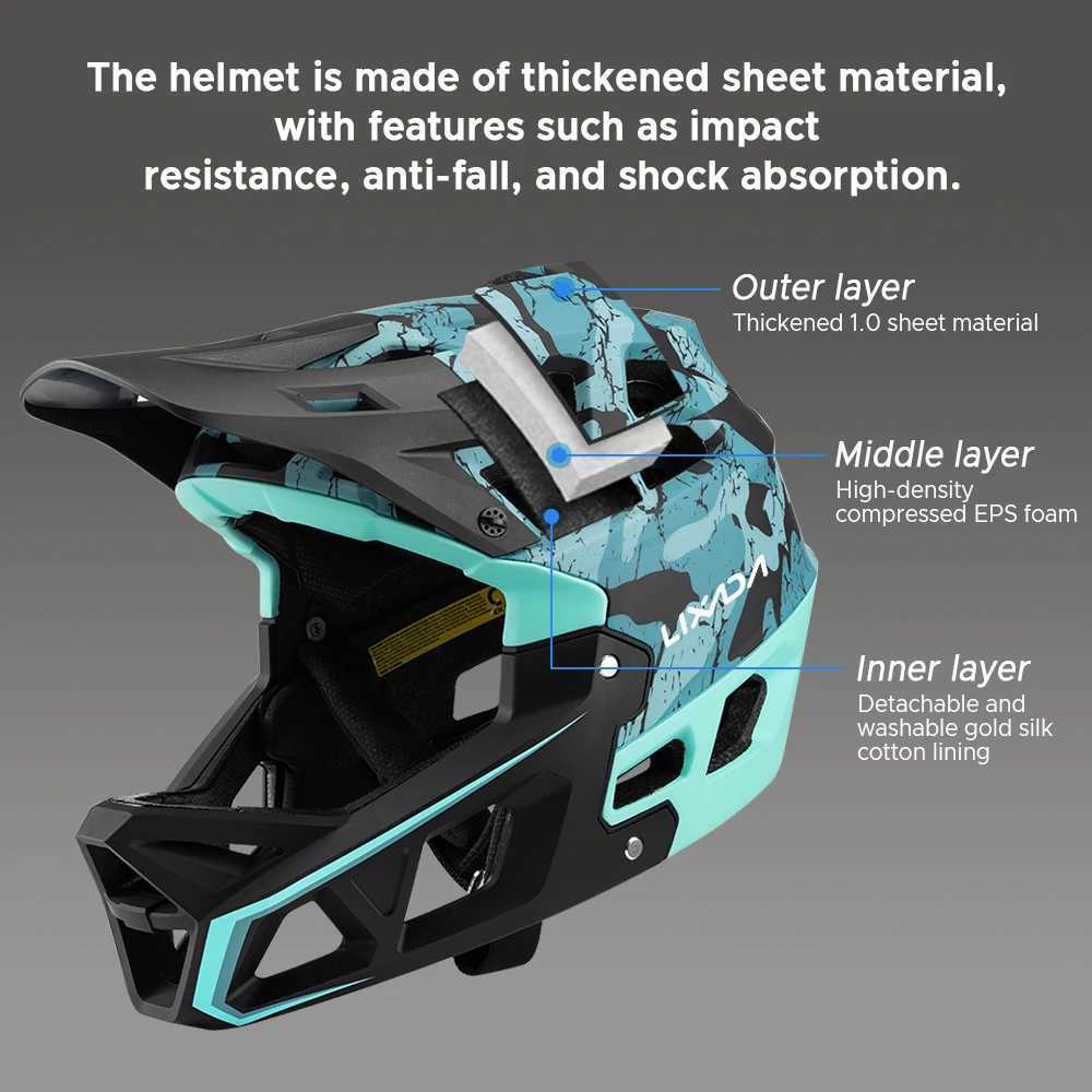 Full Face Mountain Bike Helmet Adult Racing Downhill Helmet Equipped with EPP Chin Support for Adults Mountain Bike CyclistXJ241226