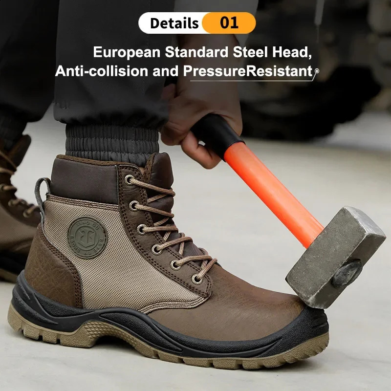 Safety Shoes Anti-smash Anti-puncture Anti-slip Work Shoes Wear-resistant Anti-static Labor Protection Shoes Lightweight for Men 241226