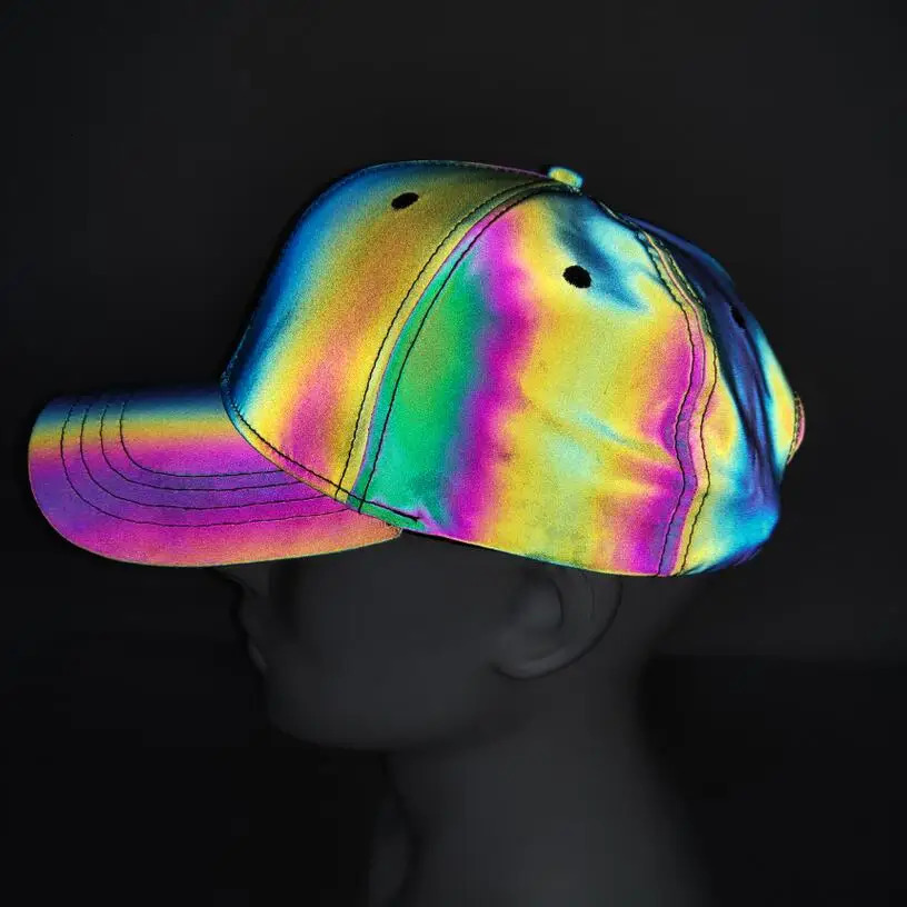 Men night reflective baseball cap street hip hop sport hat unisex adjustable nightclub stage performance 241225