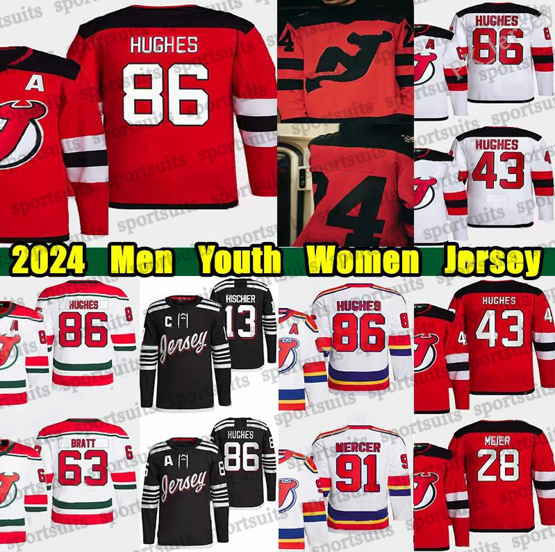 #86 Jack Hughes new jersey hockey jersey Jesper Bratt Nico Hischier Timo Meier Dougie HamiltonS Luke Hughes Dawson Mercers Custom Men Youth Women devilss jerseys