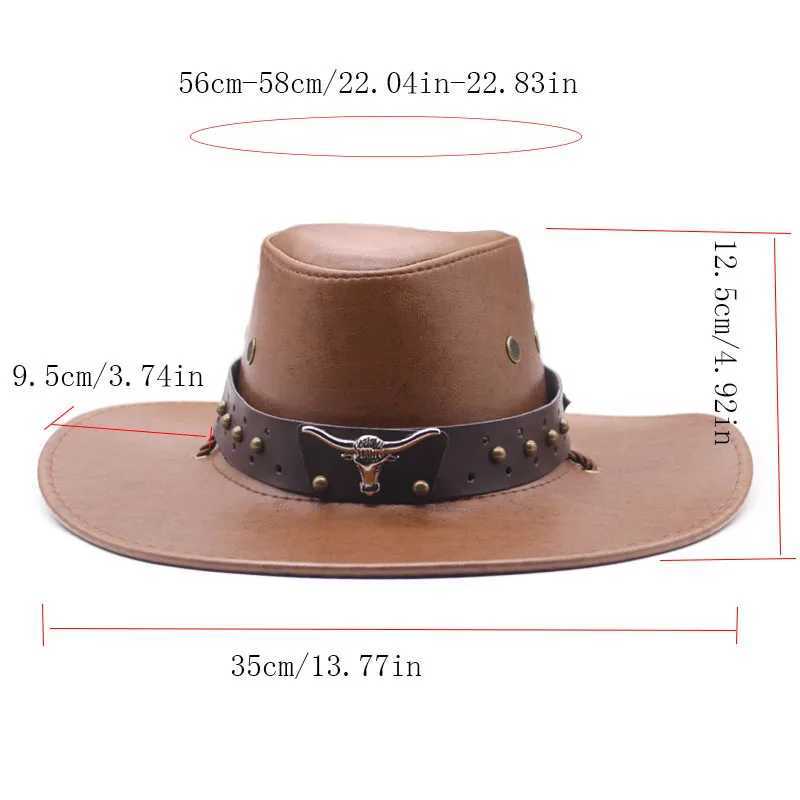 Mens and Womens Fashion Western Cowboy Hat Outdoor Sunshade Jazz Hat Adjustable Knight Hat W241225