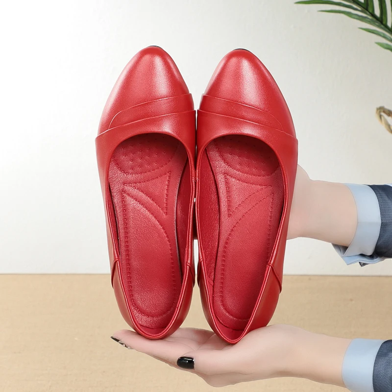 AIYUQI Spring Shoes Women Casual Red Mom Shoes Genuine Leather Non-slip Large Size Women's Shoes