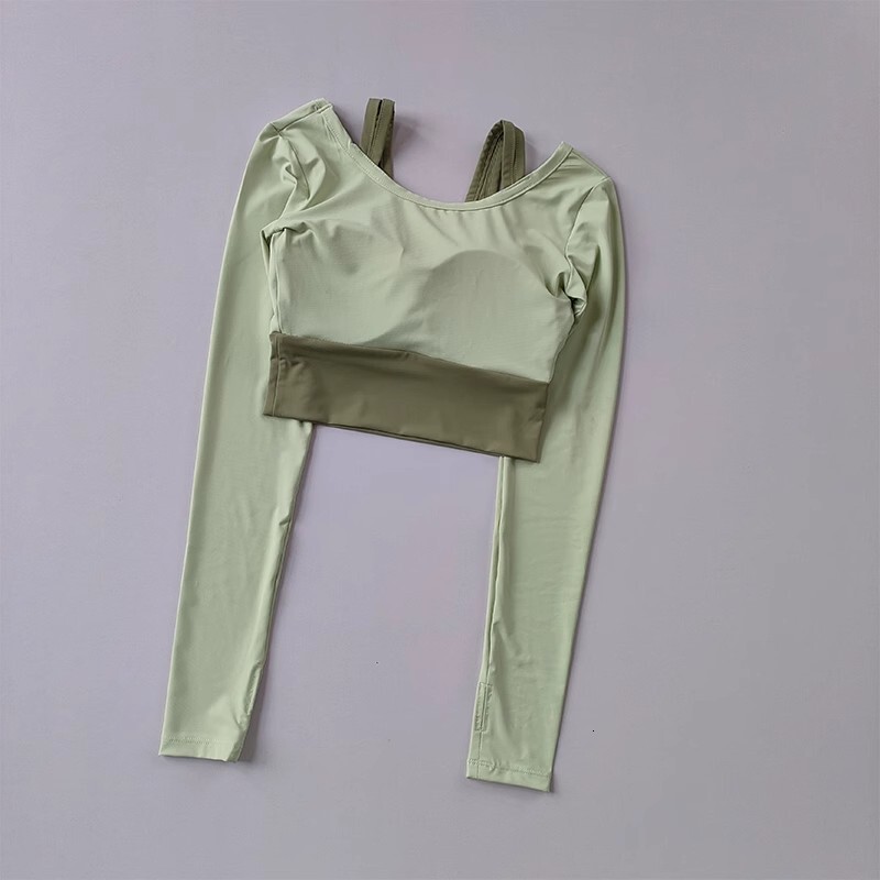 Women's Shirts Long Sleeve Running T-Shirt Workout Fiess Gym Top Pads Slim Fit Sports Training Yoga Crop Tops