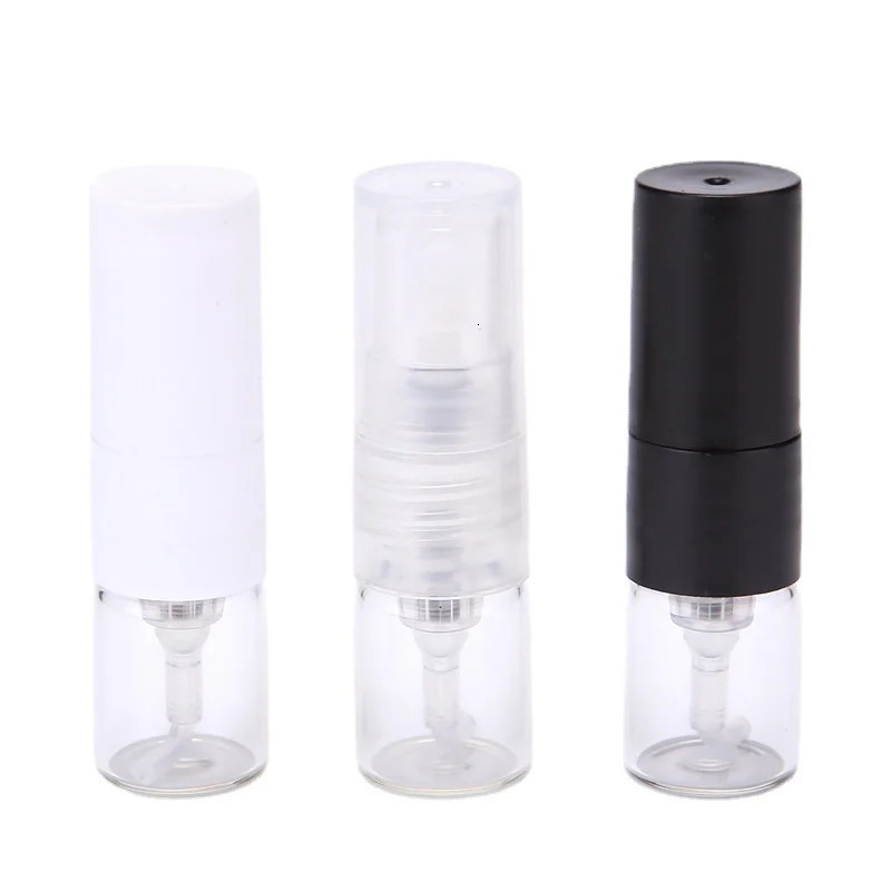 50/100/200pcs 1ML Black Portable Glass Perfume Bottle Spray Refillable Bottle Sample Dispenser Perfume Pump Travel Bottle 241225
