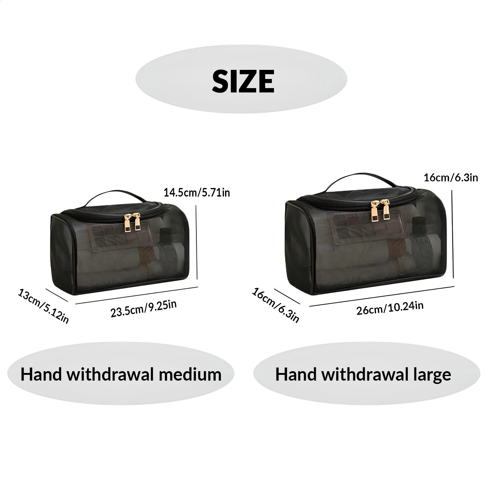 Clear Mesh Travel Makeup Bag - Large Capacity Cosmetic Organizer With Handle Nylon Makeup Pouch Available In Various 241226