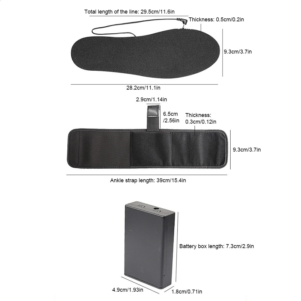 Electric Heated Insoles with Battery Box Electric Foot Warmers Reusable Winter Heating Insoles for Outdoor Sports 241226