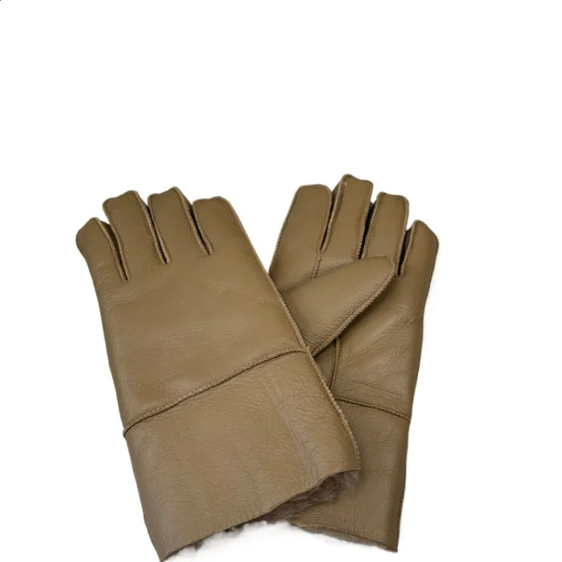 Fur Integrated Gloves for Men Sheepskin Fur Gloves Winter Warm Real Fur Outdoor Windproof Motorcycle Riding Style 241226