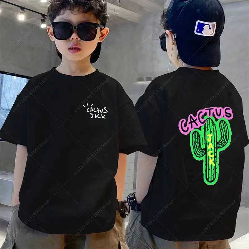 T-shirts 2024 Rapper Cactus Jack Graphic Cotton T Shirt Kid Boy Girls Hip Hop Tee Fashion Short Sleeve Shirt Summer Oversized Cotton Tops Y241226BX18