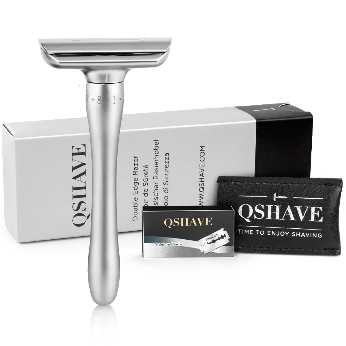 QShave Adjustable Safety Razor with Magnetic Cover 1 Razor 1 Protective Case 5 blades 241225