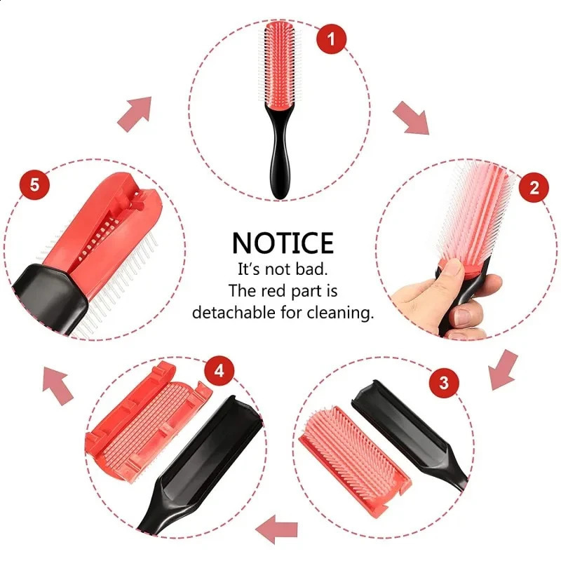 9-Row Detangling Hair Brush Detangler Hairbrush Scalp Massager Straight Wet Comb for Women Men Salon Curly hair brush 241225