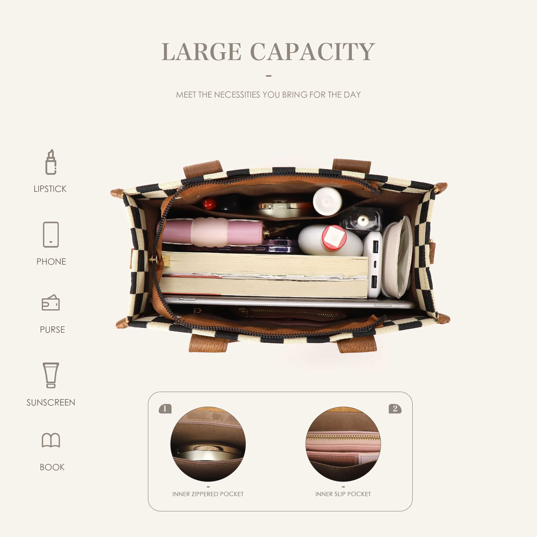 Ladies' canvas single shoulder crossbody bag, casual versatile handbag, travel plaid tote bag with shoulder strap 241215