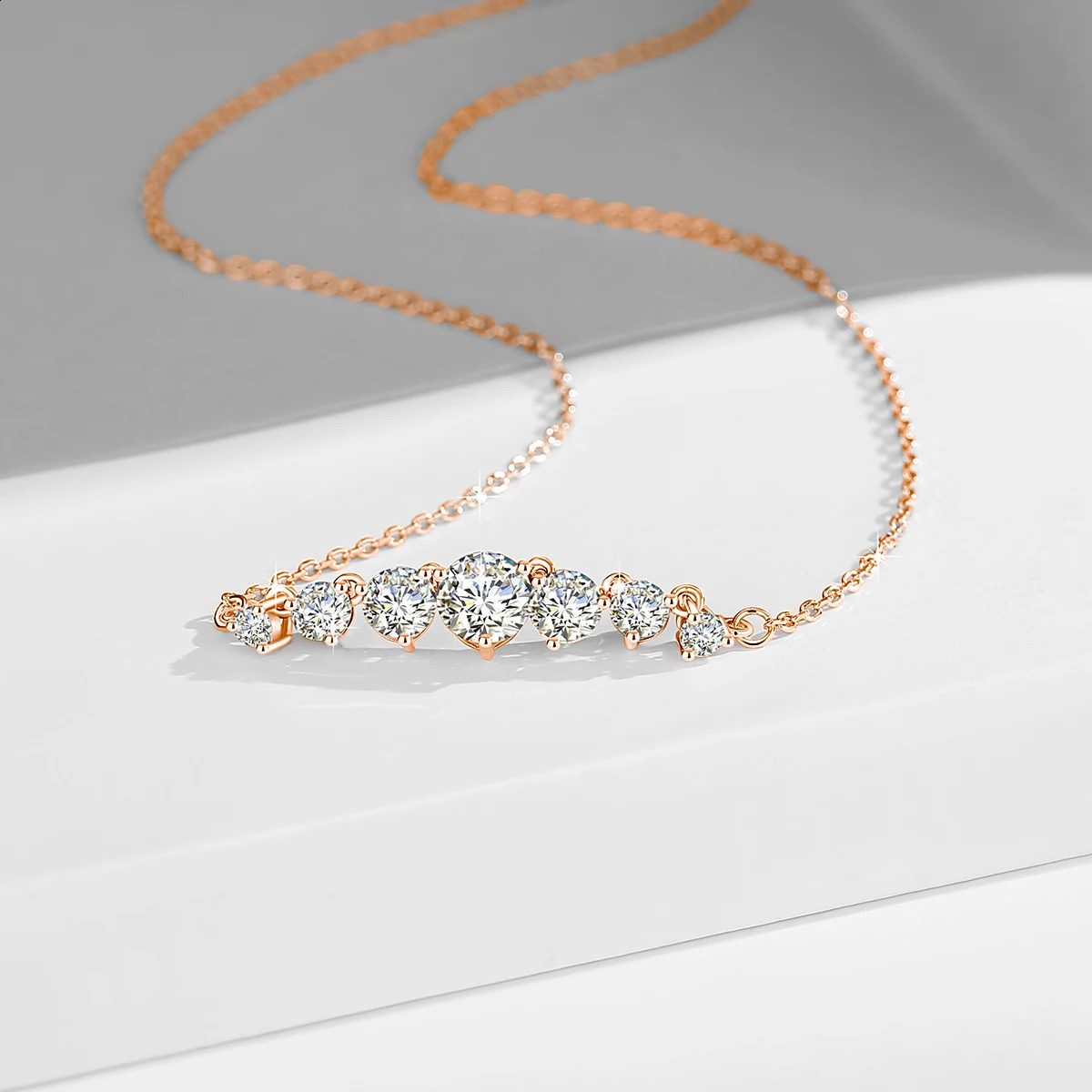 Smiles 7 Stones 28ct Mosanites Diamond Womens 925 Sterling Silver Necklaces y Sparkling Fine Jewelry GRA Certificate 241226