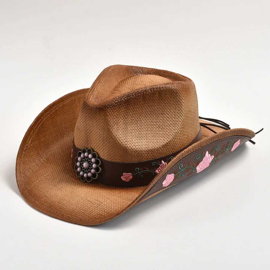 New Str Western Cowboy Hat Summer Outdoor Travel Beach Sun Hat Mens and Womens Retro Gentleman Cowboy Hat Jazz Hat W241225