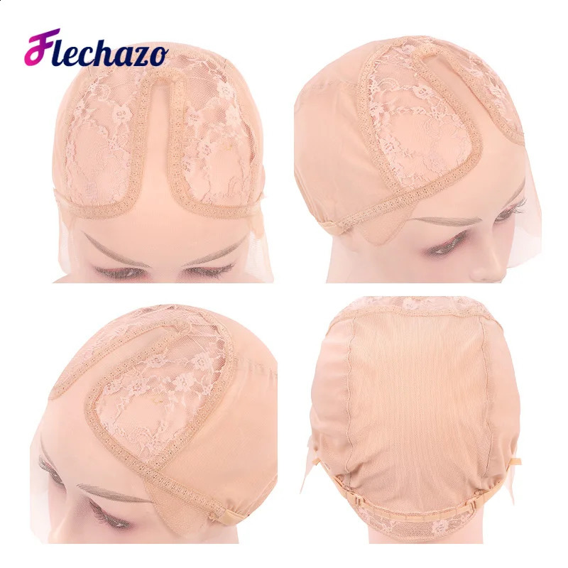 Wig Caps for Making Lace Wigs Deep U Part Lace Wig Weaving Cap Mesh Base Machine Made Stretchy Net with Adjustable Straps 241226