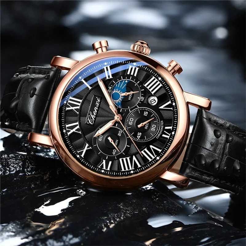 New Arrival CHENXI 973 Multi functional Business Moon Phase Waterproof Roman Simulation Imported Mens Watch Dial Quartz Leather Watch Z241226