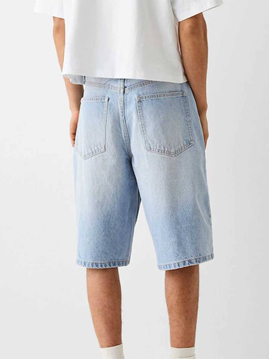 Mens denim shorts with zipper buttons summer casual shorts with pockets mens fashionable shorts streetwear Y2K 00s W241226