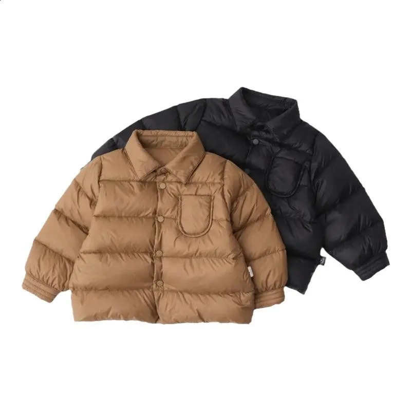 Winter Children Boy Down Jacket Solid Windproof Infant Baby Snowwear Outfits Thicken Warm Turn Collar Kid Outerwear 241225