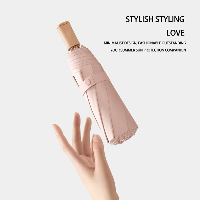 Elegant Dual Function Triple Fold Umbrella with Sun Shield and Anti-UV Features