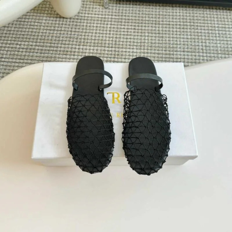 Mesh Slippers Women Falts Summer y Sandals ner Rome Walking Leisure Round Toe Slingback Outdoor Dress Beach Shoes 241225