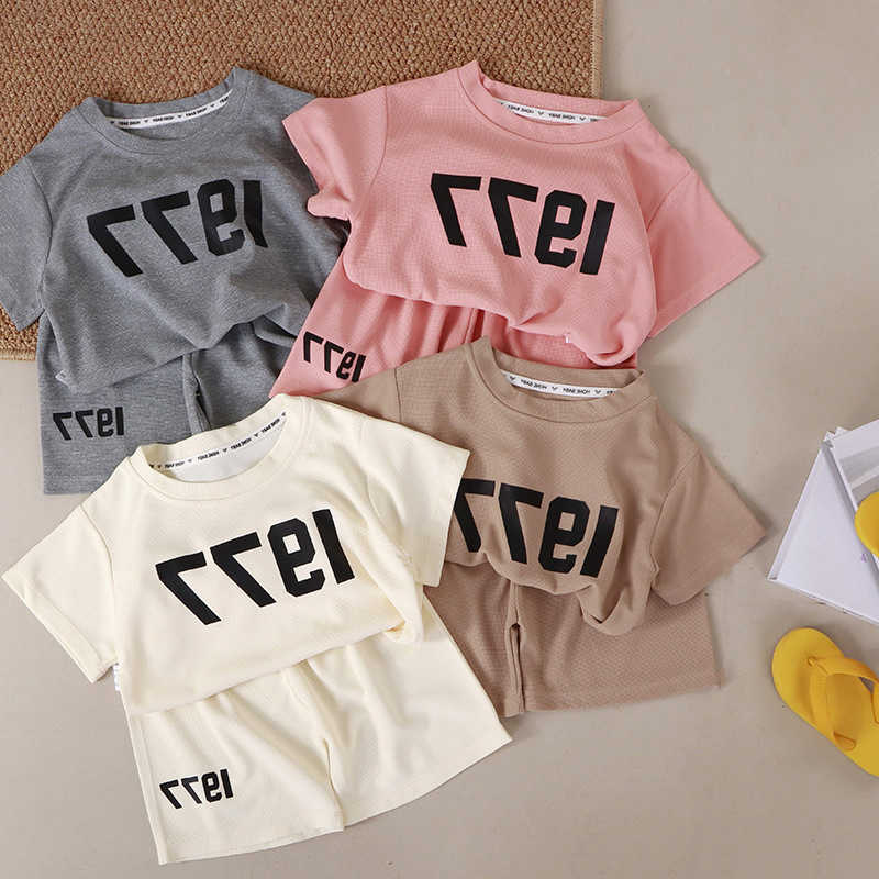 Clothing Sets Childrens short sleeved set summer clothing boy trend sports casual round neck topshort sleeved 2pieceset new baby track and field cloth