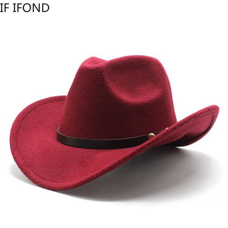 Neutral retro western denim womens felt hat with punk strap winter autumn Panama imitation wool jazz C W241225
