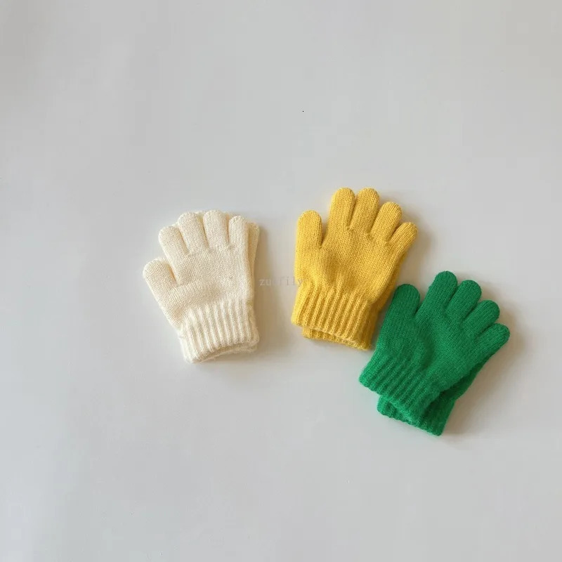 37Years Baby Girls Boys Winter Knitted Gloves Solid Candy Warm Mittens Toddler Thicken Acrylic Soft Full Finger 241225