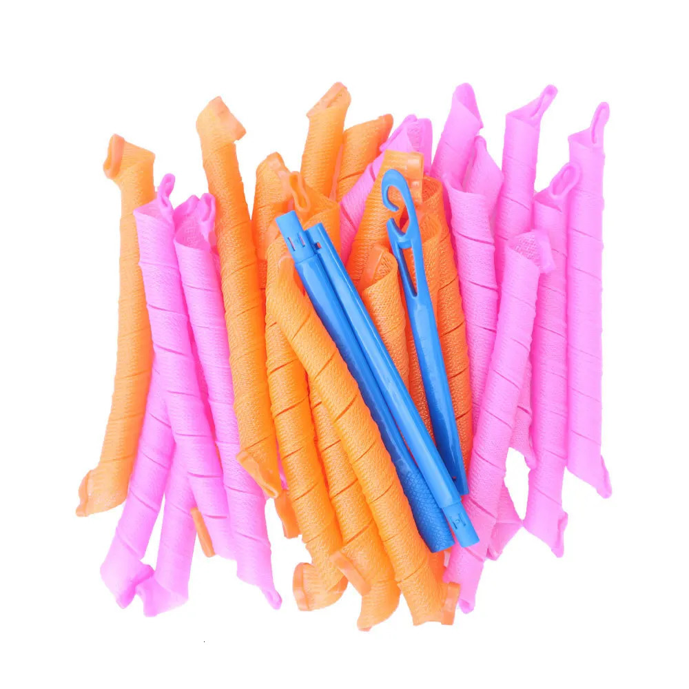 20Pcs/bag 55cm Magic Curlers Fashionable Hair Rollers Easy To Use No Heat Curl Spiral Curls Styling Kit for Long Hair Hairstyle 241225