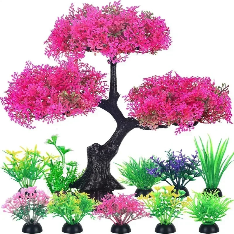 1set Aquarium Artificial Plastic Plants Decoration Goldfish Tank Betta Fish Tank Plants Water Weeds Ornament Aquarium Decor 241225