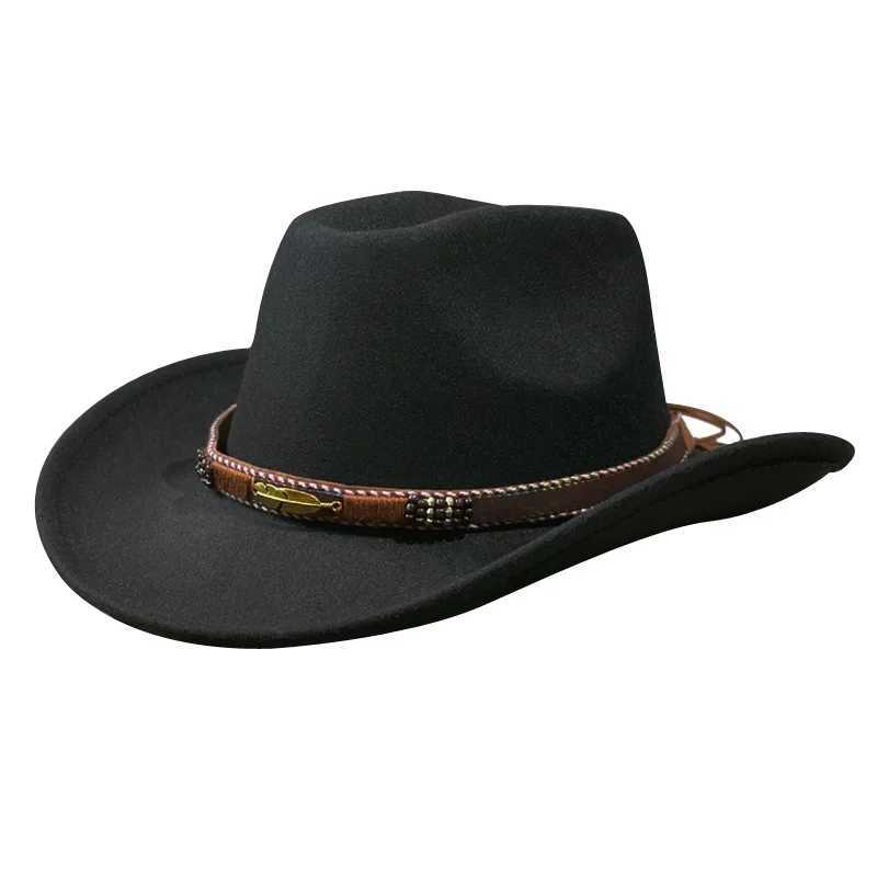 American western cowboy hat Childrens autumn and winter outdoor travel performance hat Big cone Xizang wool jazz hat W241225