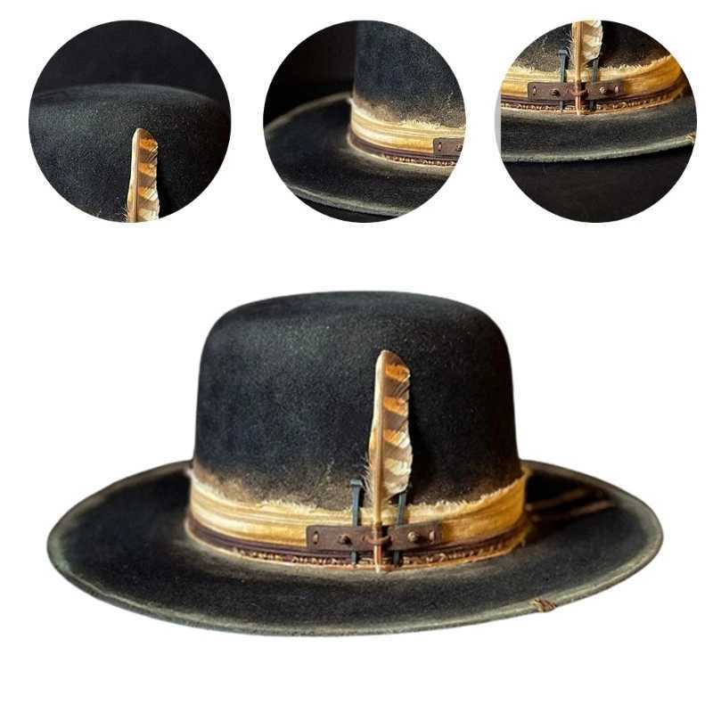 Wool Flat Top Fedora Mens Hat Adult Stage Performance Hat Theme Party C Makeup Dr Up Costume Panama Hat W241225