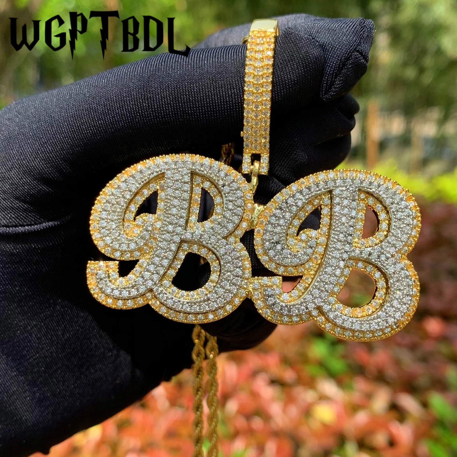 WGPTBDL Custom Cursive Letter Name Pendant Personalized Necklace Men Hip Hop Bling Zircon Customized Jewelry Prong Setting 241226