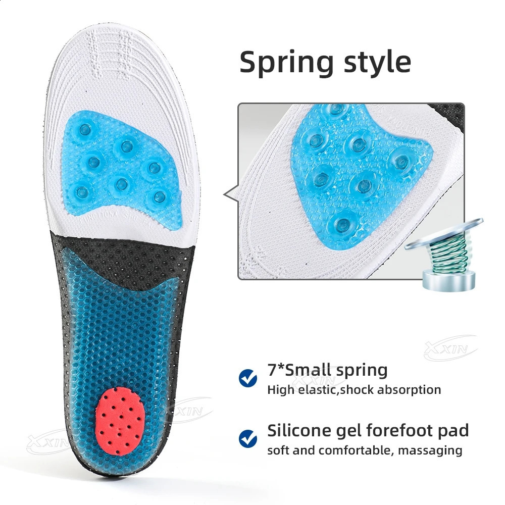 Spring Insole Basketball Sport Insoles for Men Women Silicone Arch Support Shoe PAd Size 35-46 241226