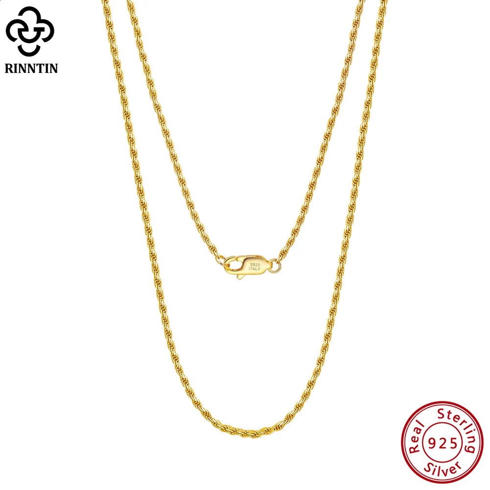 Rinntin 925 Sterling Silver 15mm DiamondCut Rope Chain Necklace For Women Fashion y Gold Jewelry SC29 241226