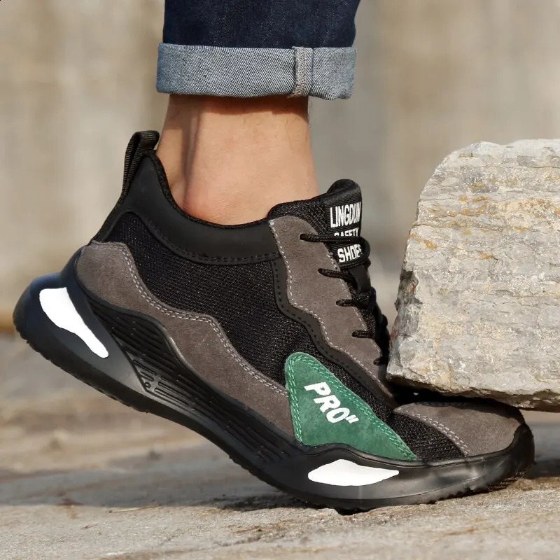 Fashion Safety Shoes Men Boots Steel Toe Shoes Men Puncture-Proof Work Sneakers Male Shoes Work Boots Indestructible Footwear 241226
