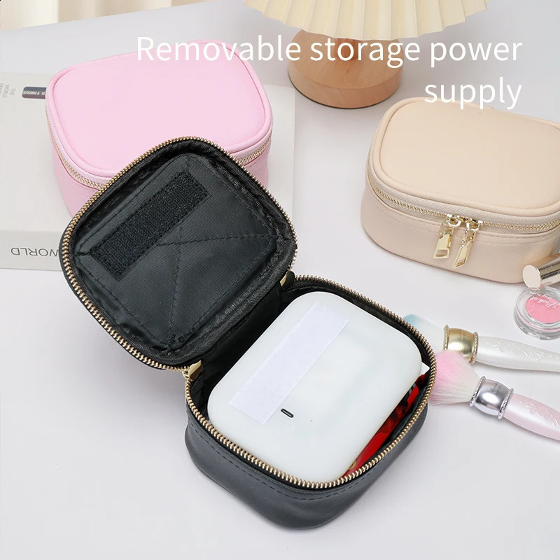 Portable Makeup bag With LED Light Mirror Cosmetic Storage BoxNecklace Earring Ring Organizer 241226