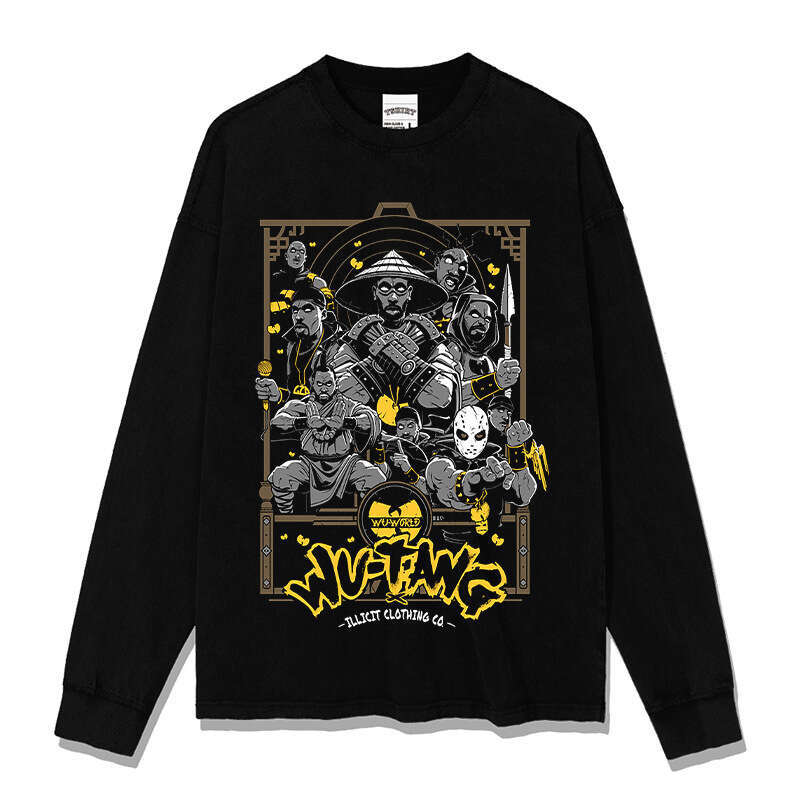 Wu Tannan Wudang style printed short sleeved T-shirt, loose RapHIPHOPTEE round neck hooded sweatshirt