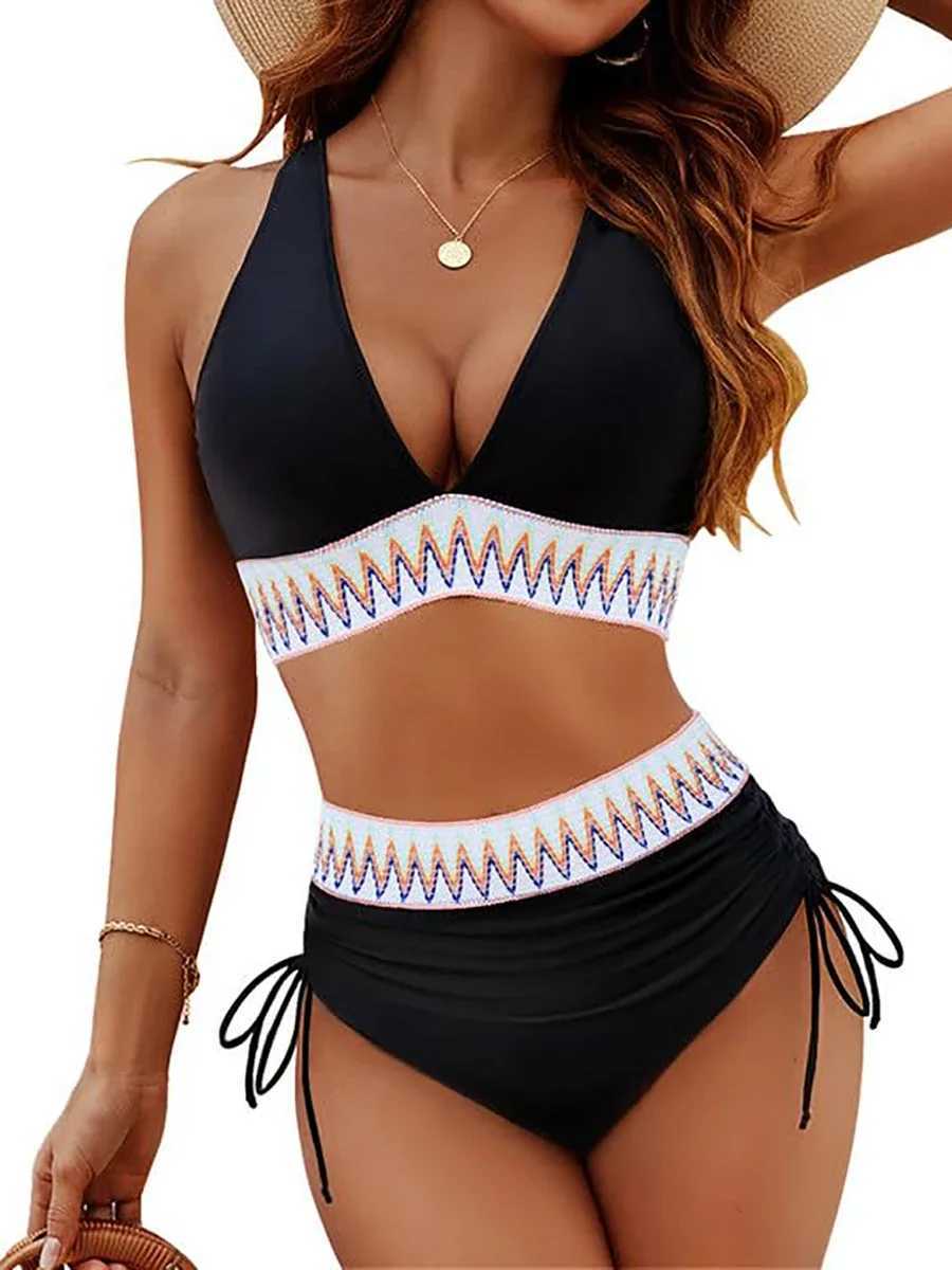 Sexy Bikini 2025 Swimsuit Womens High Waist Bikini Set Womens Swimsuit Two Piece Set Drag One Piece Set SwimsuitW241225