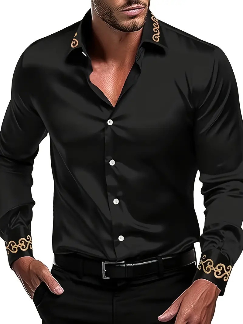 hot sale mens blouse shirts designer polos high quality Luxurious Casual Vintage Printed Long Sleeve Tshirt Party TShirts Dress Male Elegant shirt Top