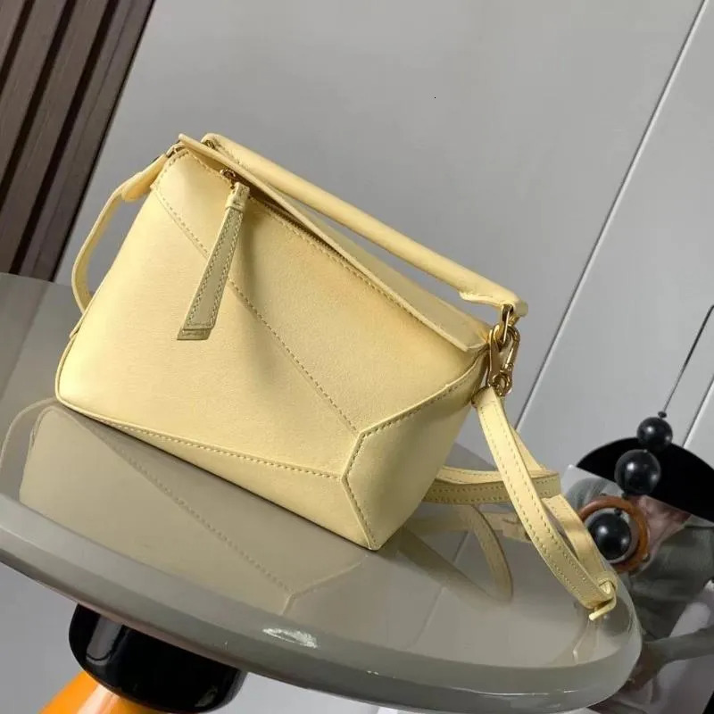 New Free Shipping High-quality Designer Bag, Genuine Leather Handbag, One Shoulder Women's Bag, Puzzle Handbag, Handbag, Horizontal Geometric Squ