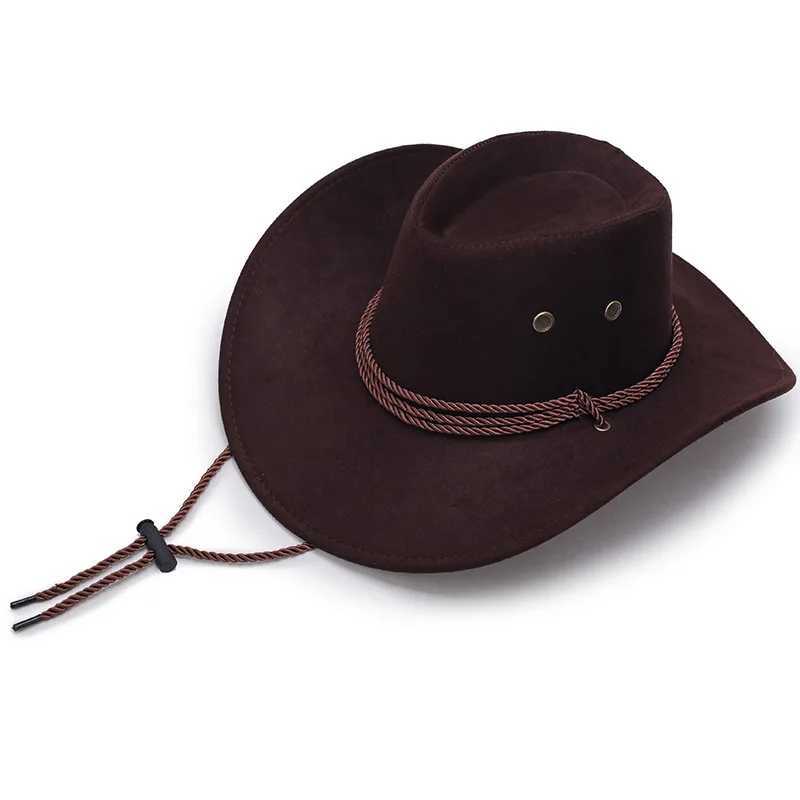 New 2022 Sun Hat Artificial Leather Cowboy Hat Mens and Womens Travel Cs Fashion Western Hat Cheu Cowboy 9 Colors W241225