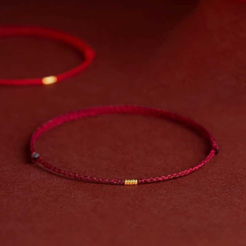 Chain Fashion Handmade Gold Color Beads Red Rope Good Lucky Bangles Adjustable Charm s For Women Men Lovers Gift L240910 L0910
