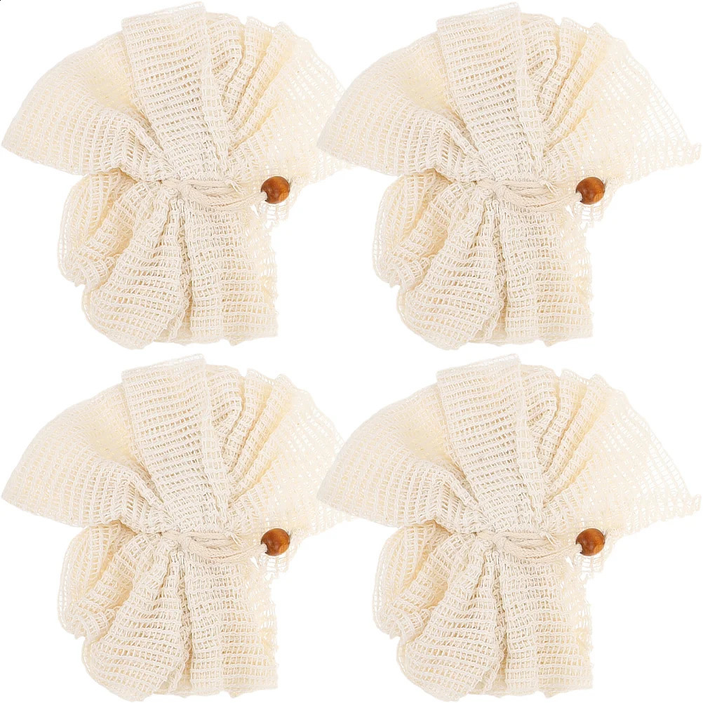 4 Pcs Ramie Loofah Bath Shower Scrubber Scrubbers Portable Bathtub Baby Clean Body Flowers Flax Puffs Ball Sponge 241226
