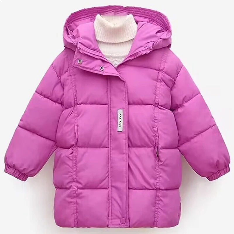 winter overalls for children girls long hooded down jacket thickened warm and waterproof ages 310 241225