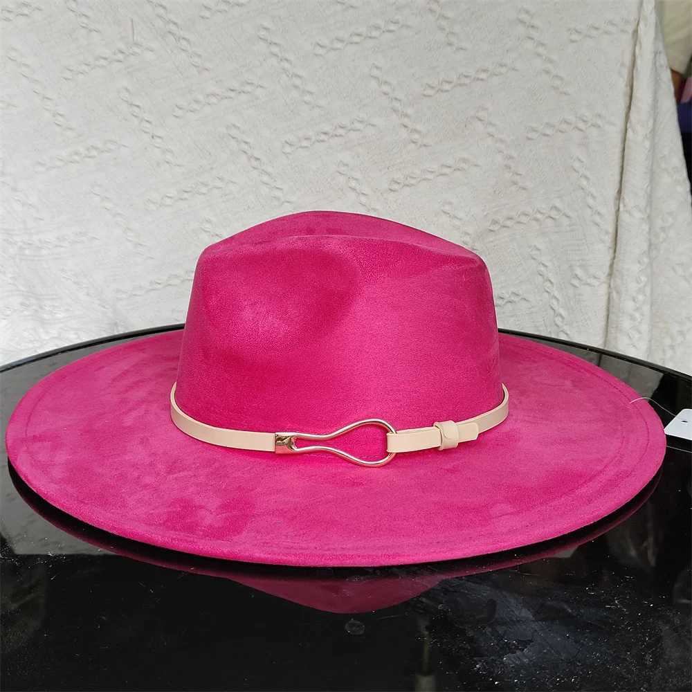 Colorful Suede Fedora Hat Mens and Womens Width Brim 9.5cm Jazz Hat White Gentleman Hat Band Accordies Fashion W241225