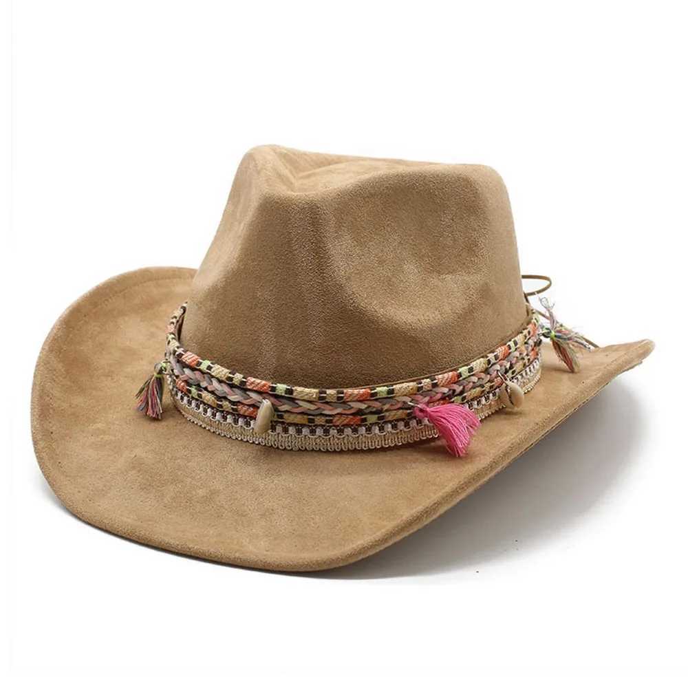 Seasonal denim hat men and women Bohemian style Cs suede 57-58cm braided ponytail tassel decoration 2023 new item W241225