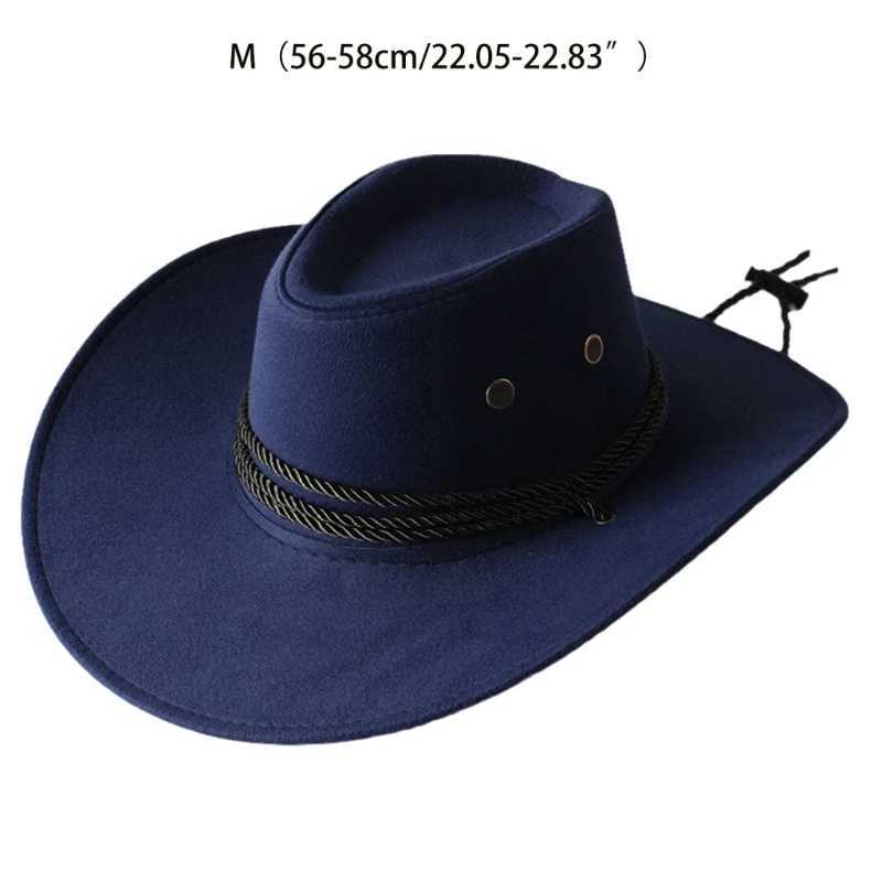 Fashionable Western cowboy hat with wide eaves and solid color potted hat suitable for unisex direct shipping W241225