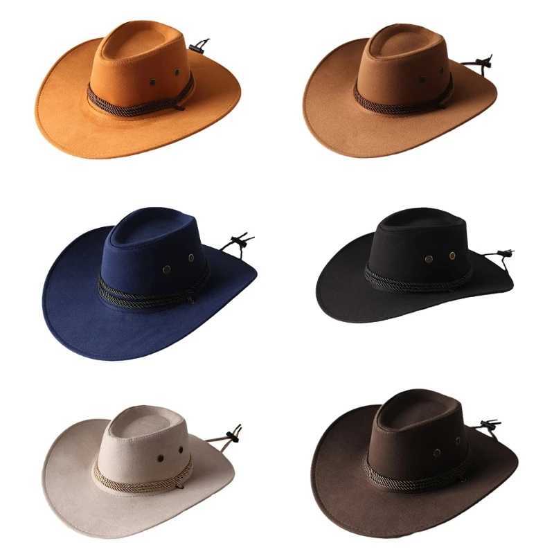 Fashionable Western cowboy hat with wide eaves and solid color potted hat suitable for unisex direct shipping W241225