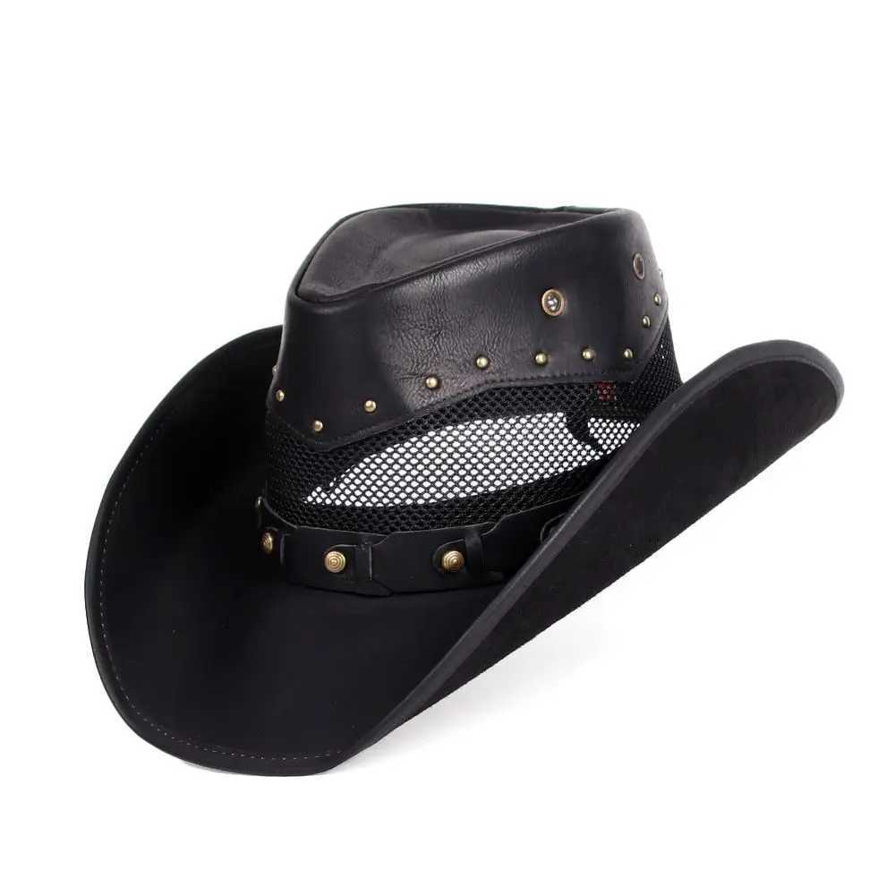 Designer Mens and Womens Leather Western Cowboy Hat Knight C Breathable Sun Hat Top Gorilla Para Hombres W241225